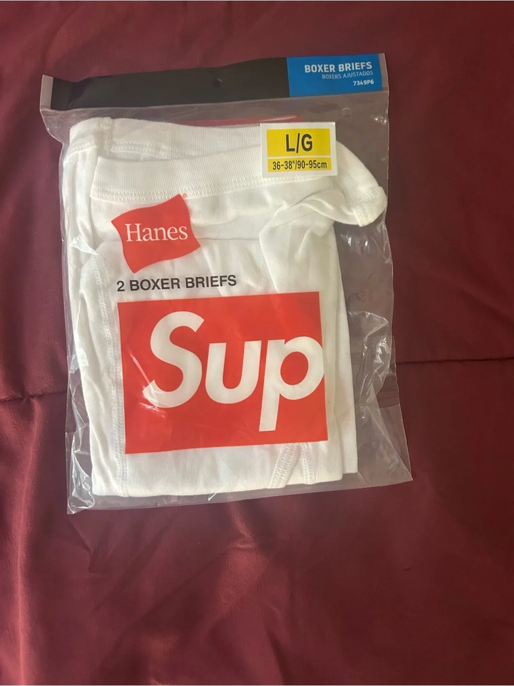 Hanes White Boxer Briefs 2-Pack with Red Logo Packaging